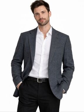 Vtg Pendleton Sports Coat quality heavy wool menswear print gray tweed  Sz 46